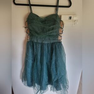 SHEIN Elegant Teal Polka Dot Kids Dress